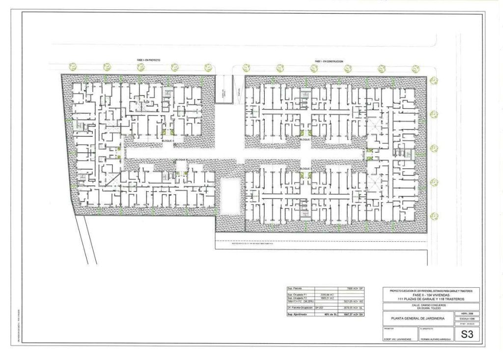 Plano planta general de jardinería